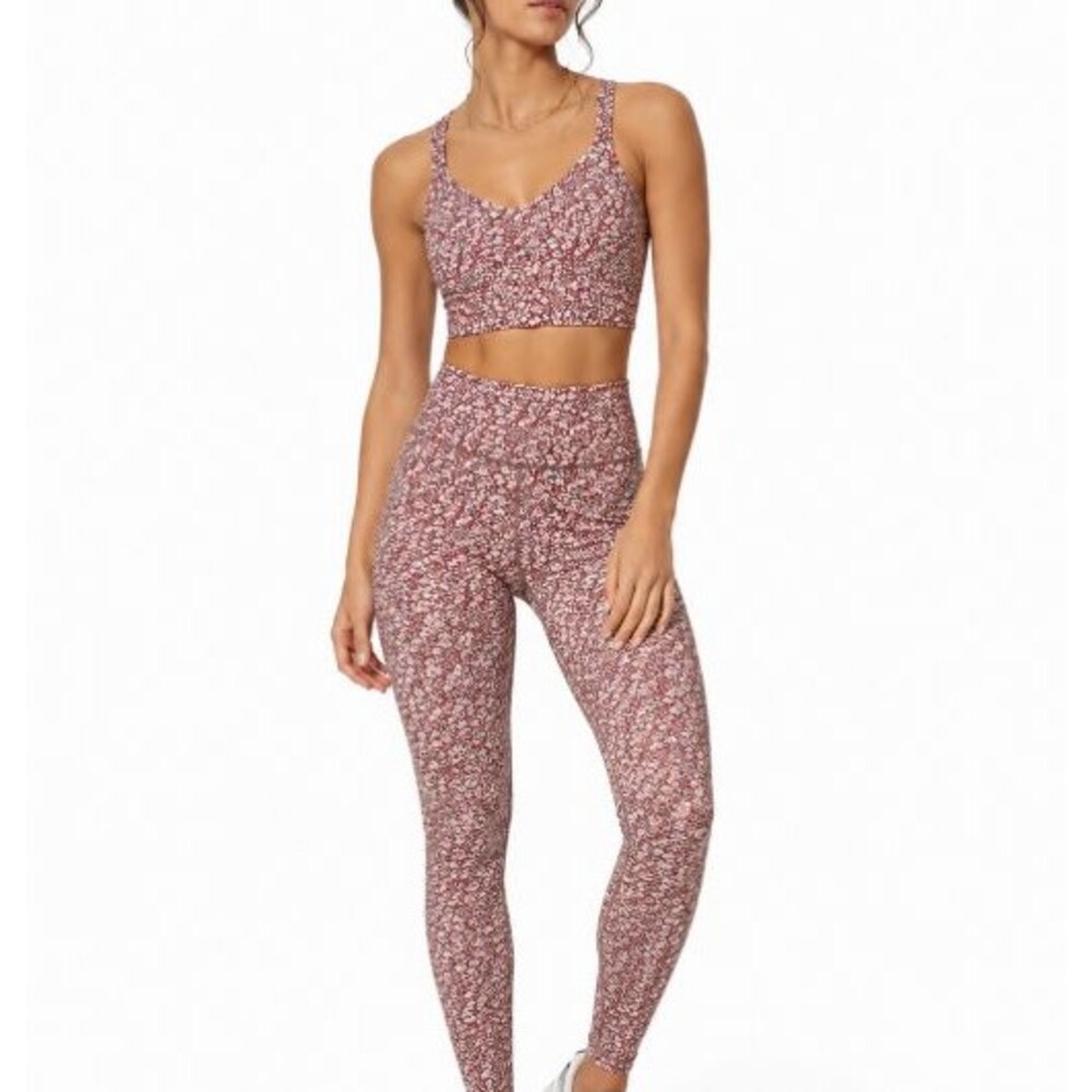 Madewell MWL Women’s Sports Bra Size Large Floral Strappy Longline Workout Bra